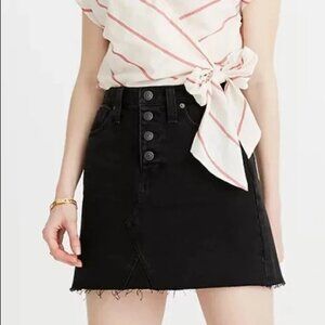 Madewell Skirt 31 Rigid A Line Mini Black Lunar Wash Button Front L4538